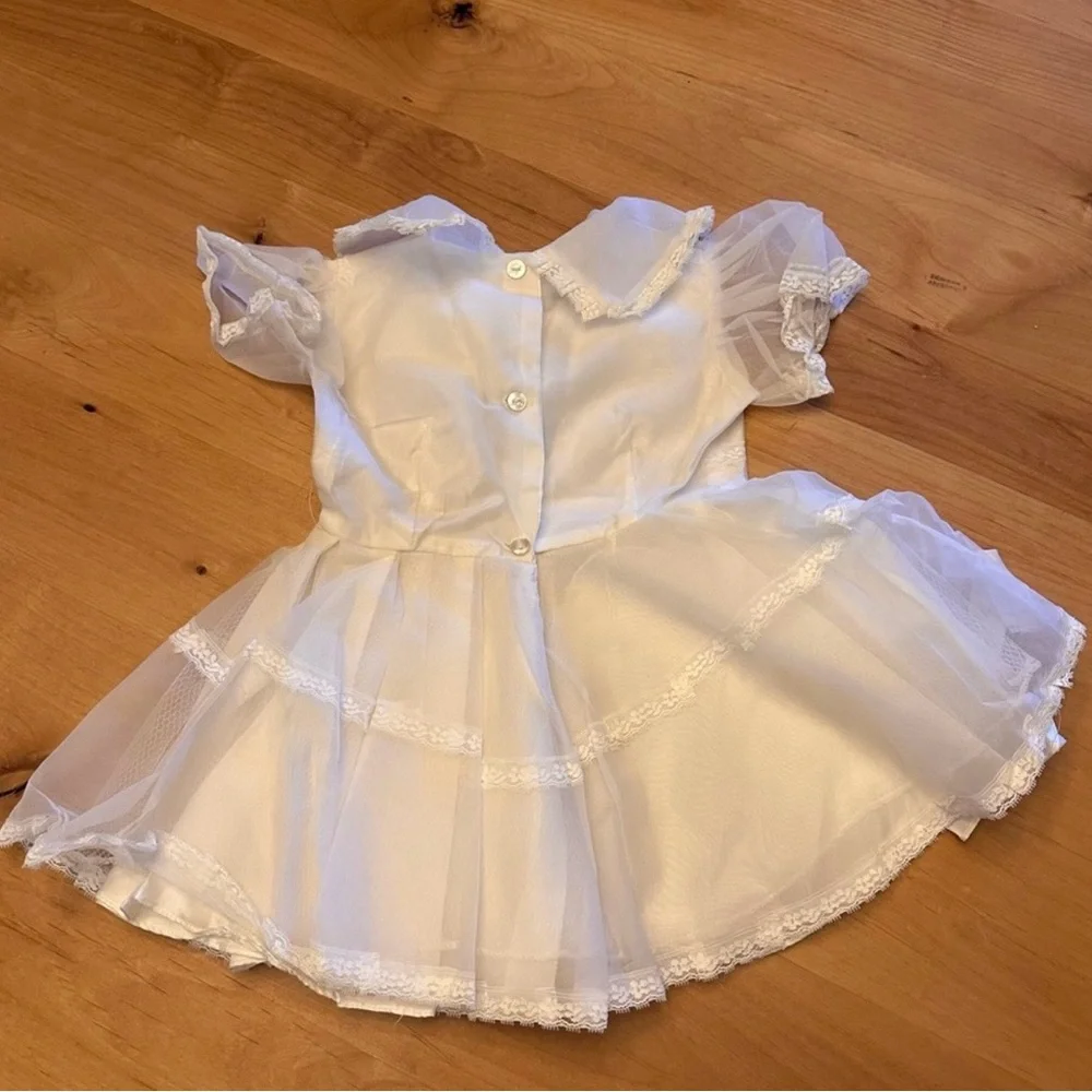 Vintage White Christening Gown with Catholic Baby Shoe Pin 18 mo